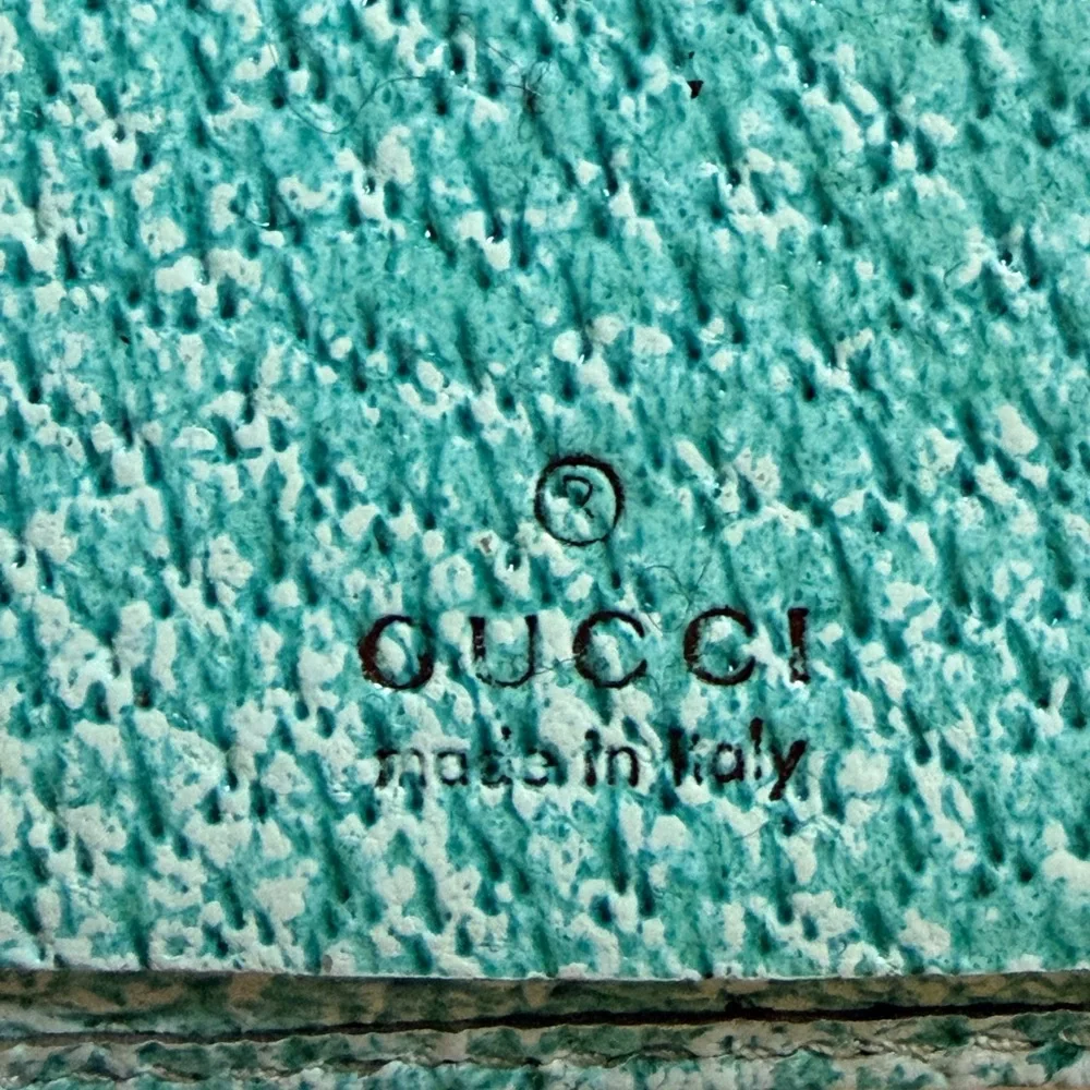 Gucci Canvas Key Case with Turquoise Trim and Gold Studs (COA included) - Picture 4 of 12
